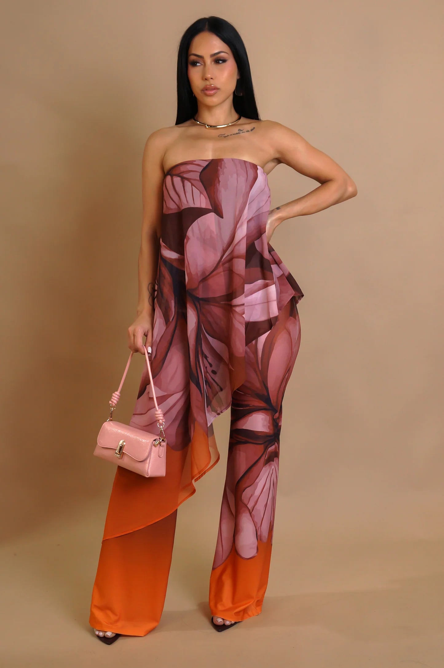 Layered Jumpsuit - Orange