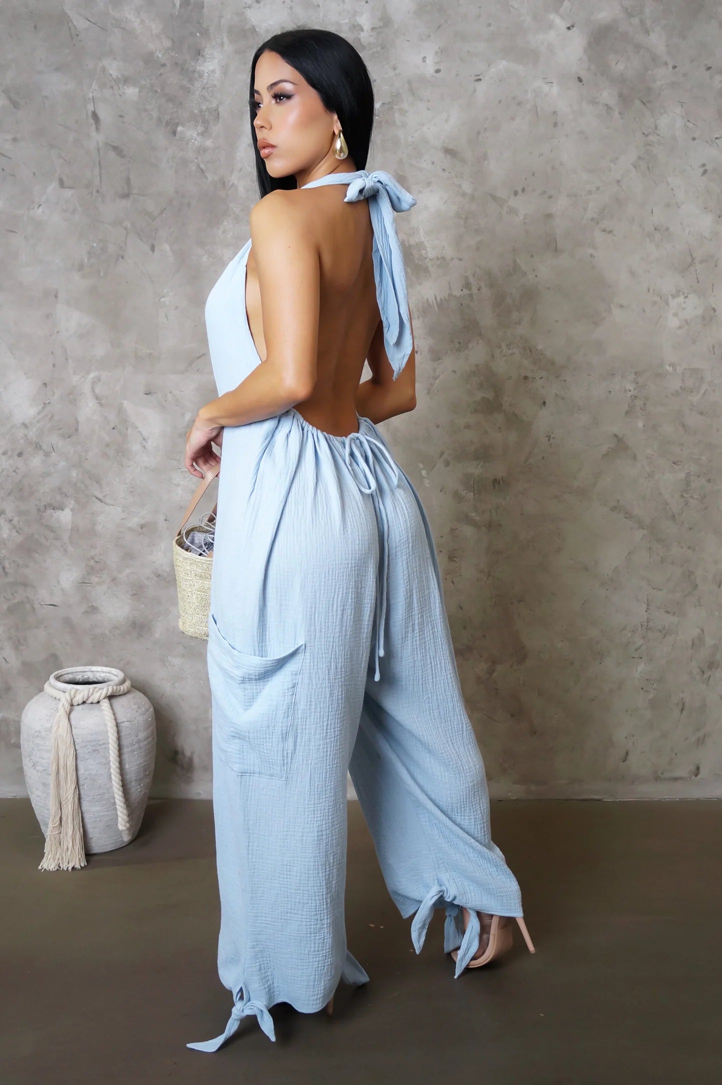 Keep Looking Jumpsuit - Light Blue