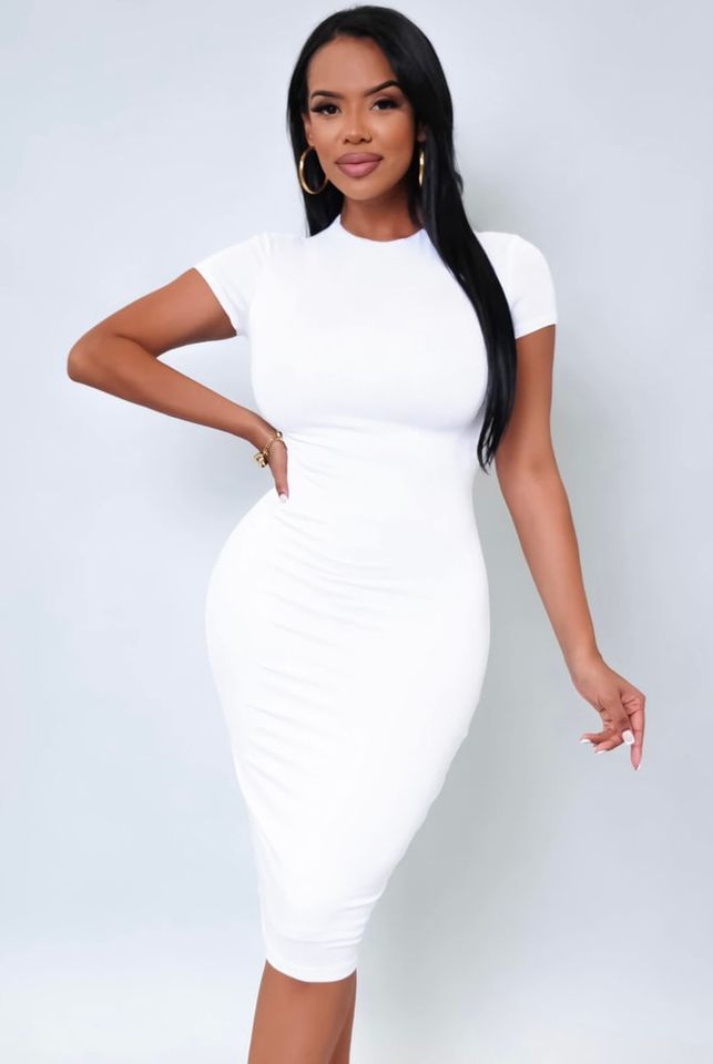 Fatima MIDI Dress - White