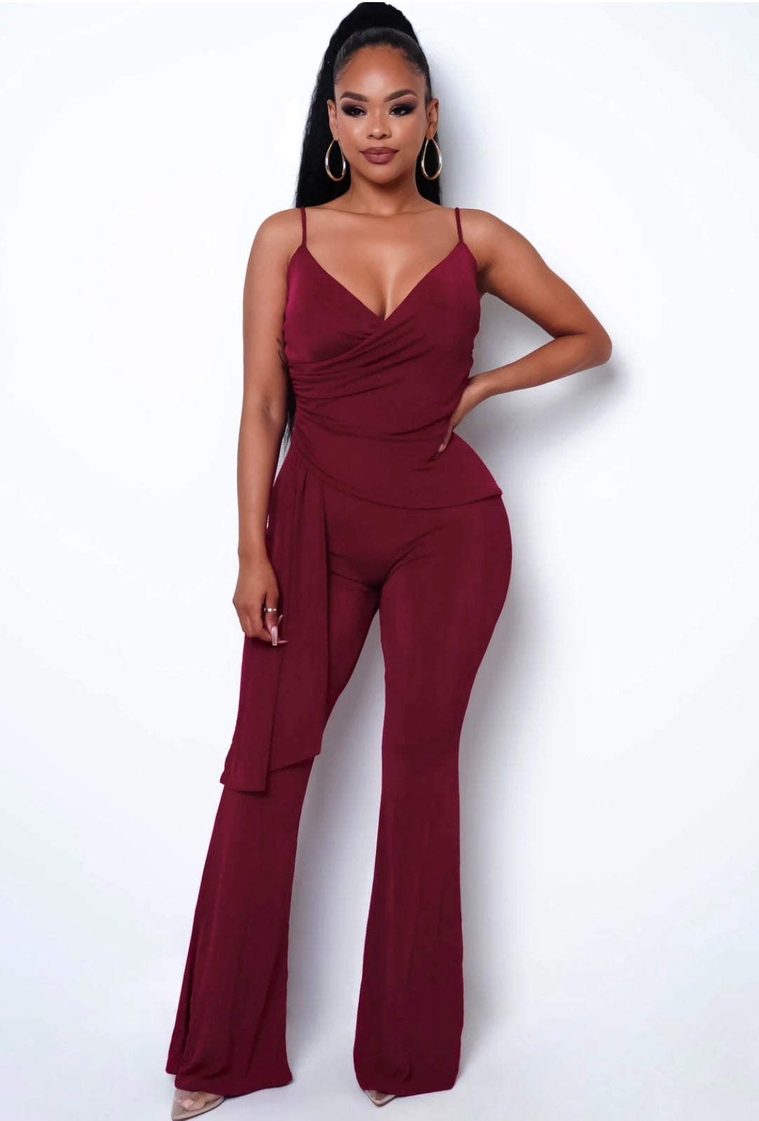 Let's Dance Jumpsuit - Burgundy