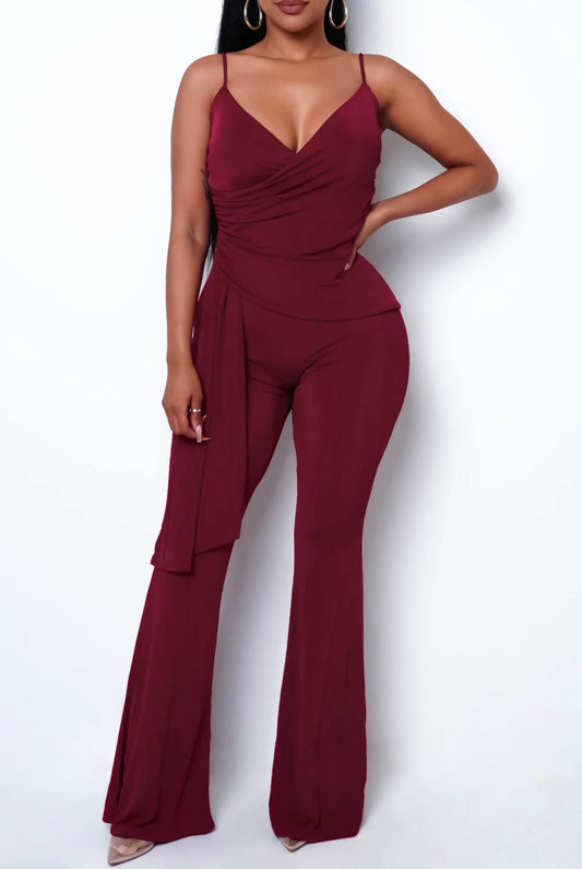 Let's Dance Jumpsuit - Burgundy