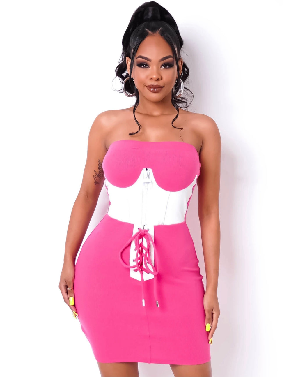 Let's Hang Mini Dress - Fuchsia