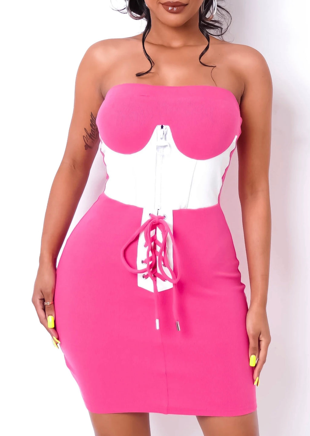 Let's Hang Mini Dress - Fuchsia