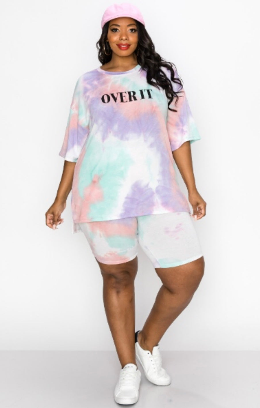 TIE DYE BOYFRIEND SHIRTS AND SHORT SET  OVER IT PRINT