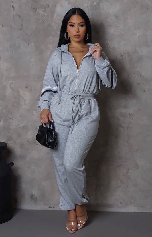 Keep Me Warm Jumpsuit- Grey