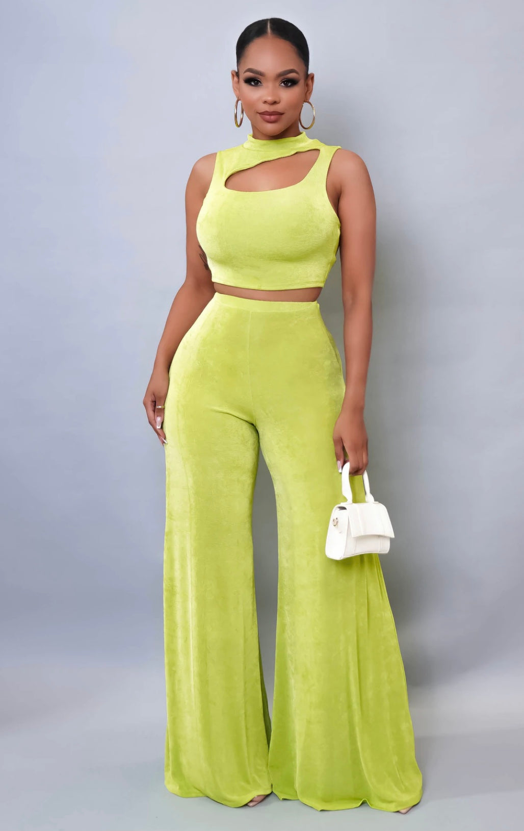 Like It, Love It Two Piece Pants Set - Lime