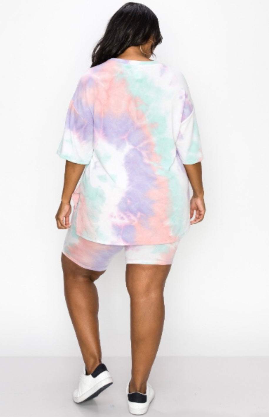 TIE DYE BOYFRIEND SHIRTS AND SHORT SET  OVER IT PRINT